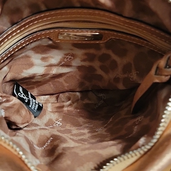 Tan Crossbody Bag with Geometric Front Flap - Picture 5 of 7